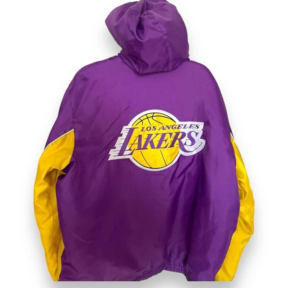 G-III Sports Los Angeles Lakers Hooded Windbreaker Jacket Purple‎ Gold Mens L